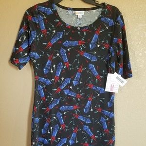 LuLaRoe dress MED Julia black patriotic print